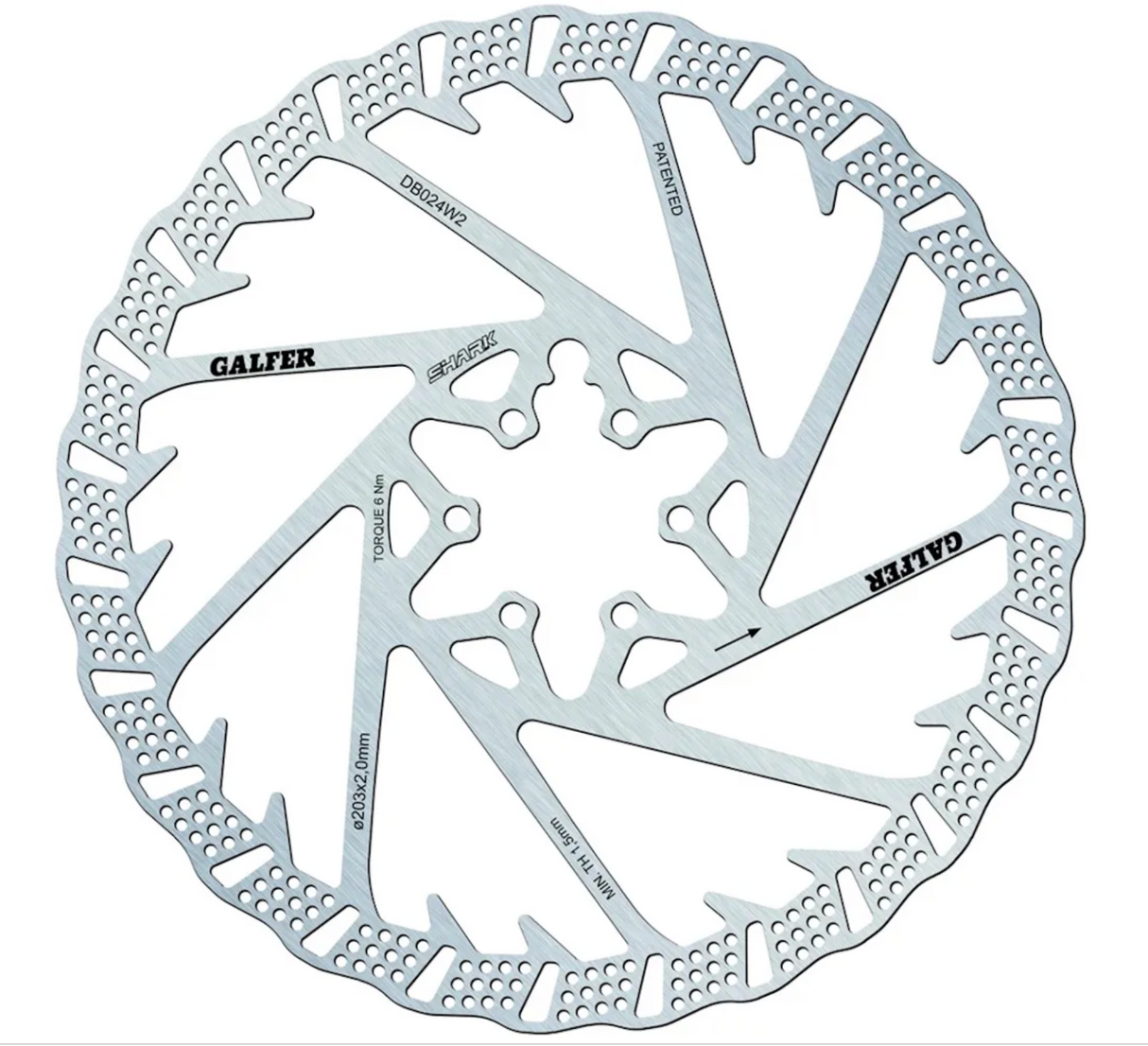Galfer Shark Disc Rotor 2.0mm All Sizes 160 180 203 223mm 6 Bolt Brake MTB New!