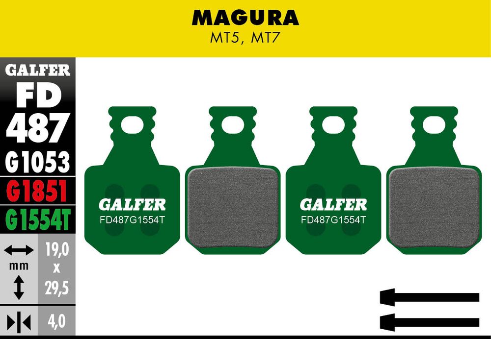 Galfer Disc Brake Pads for Magura MT Series MT5 MT7 - FD487 G1554T Pro Green