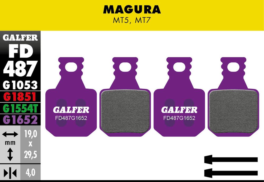 Galfer Disc Brake Pads for Magura MT Series MT5 MT7 - FD487 G1652 Ebike Purple