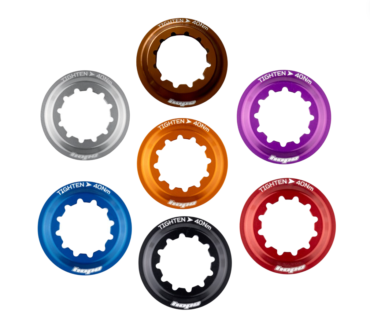 Bague de verrouillage du rotor du disque Hope Center Lock. Toutes les couleurs. INTERNE.