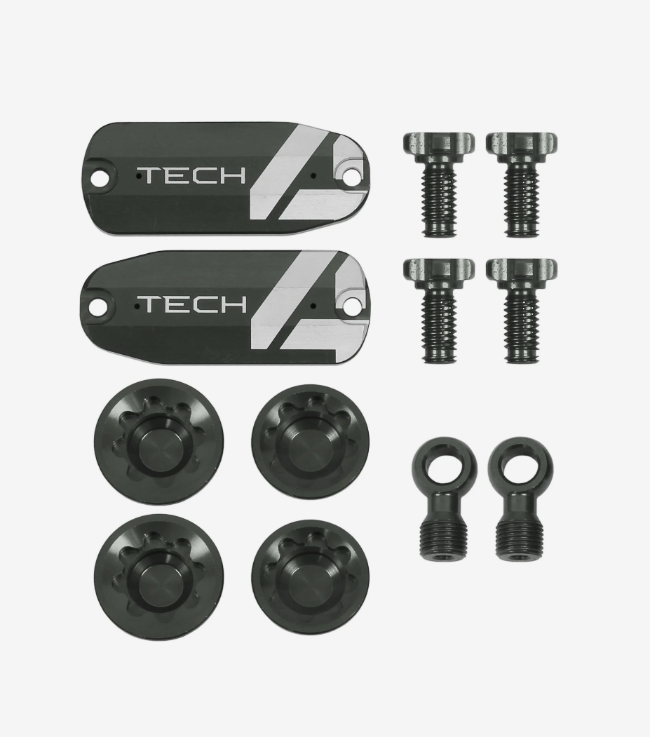 Hope Tech 4 V4 Brake Custom Kit - Lids Bore Caps Banjo Adj Screws All Colours.