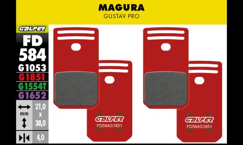 Galfer Disc Brake Pads for Magura Gustav Pro - FD584 G1851 Advanced Red