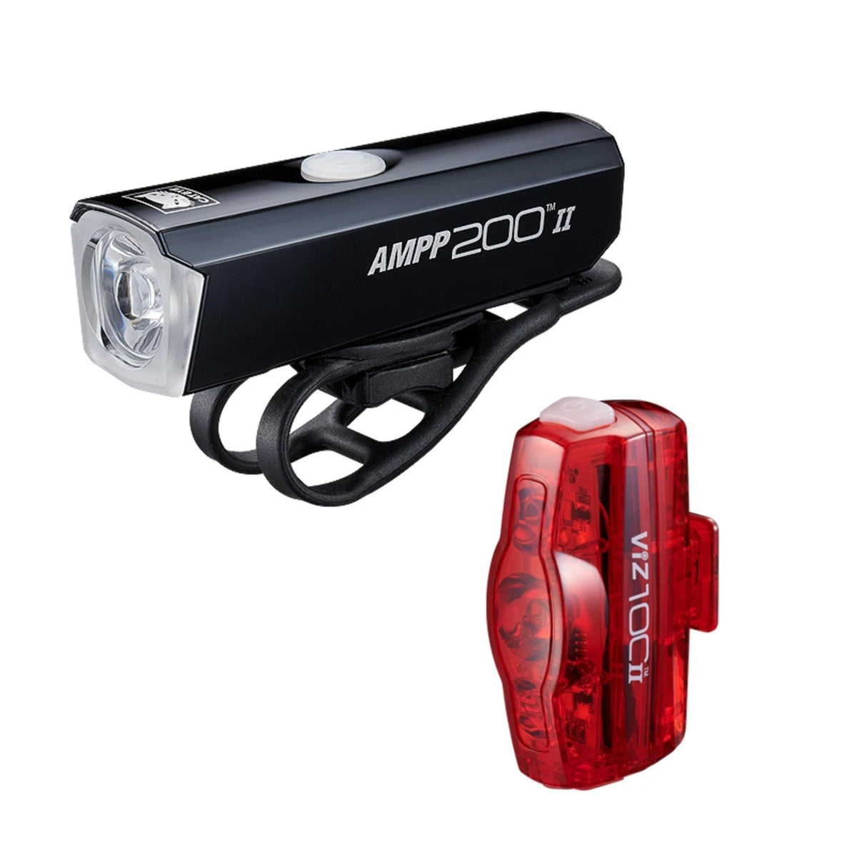 CatEye AMPP 200 II & ViZ 100 II Bike Light Set β USB Rechargeable, 100 Lumen