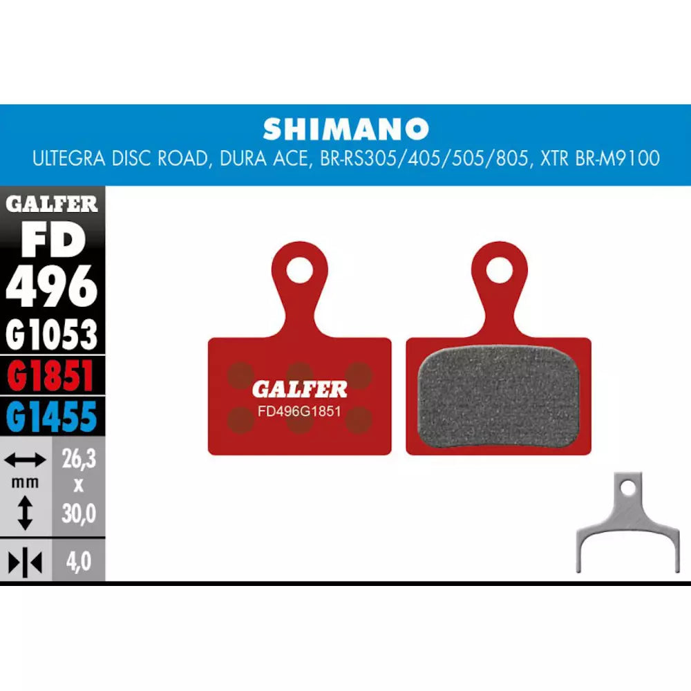 Galfer Disk Brake Pads For Shimano Ultegra 105 FD496 G1851 - Advanced Red