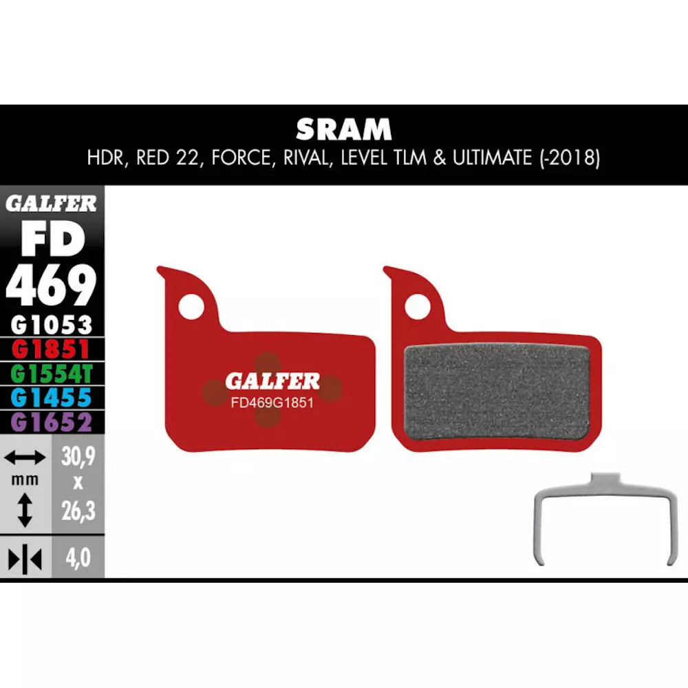 Galfer Disc Brake Pads for Force Apex 22 Level - FD469 G1851 Advanced Red