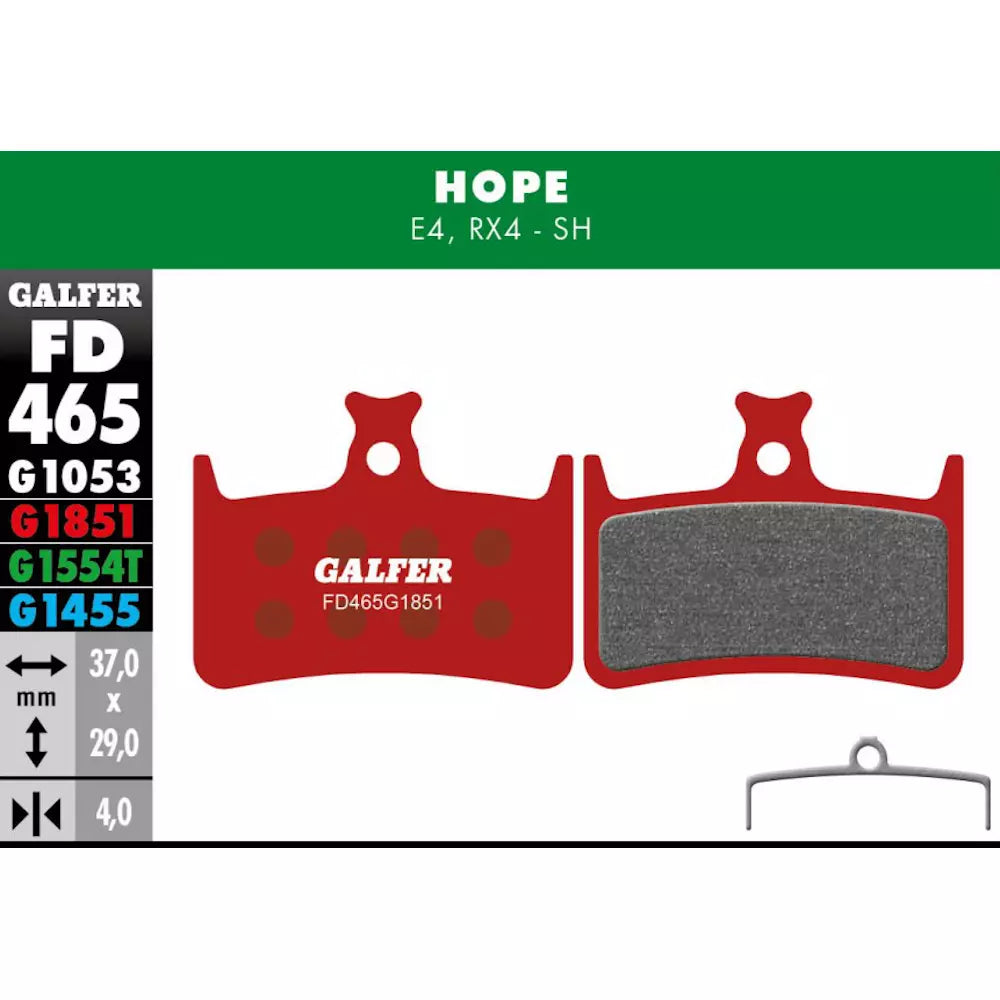 Galfer Disc Brake Pads For Hope E4 - FD465 G1851 - Advanced Red