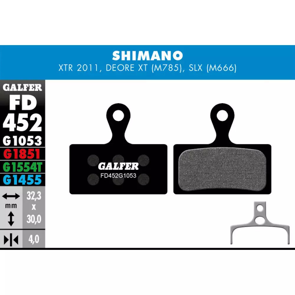 Galfer Disk Brake Pads For Shimano XT/XTR/SLX - FD452 G1053 - Performance Black