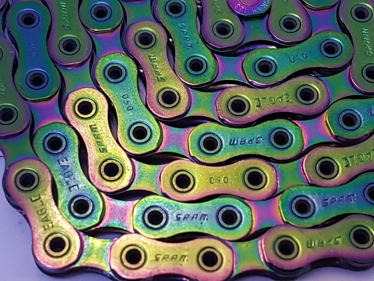 SRAM Eagle XX1 12 speed Chain Hollow Pin 126 Links - Gold Rainbow Black Copper