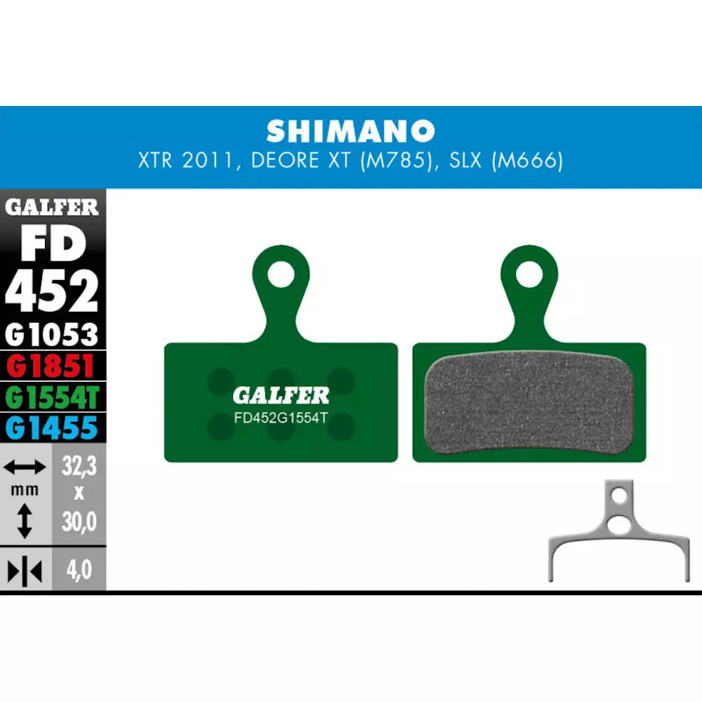 Galfer Disc Brake Pads For Shimano XT/XTR/SLX - FD452 G1554T - Pro Green