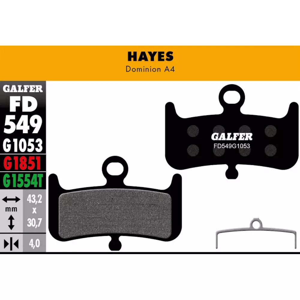 Galfer Disc brake Pads For Hayes Dominion A4 - FD549 G1053 - Performance Black