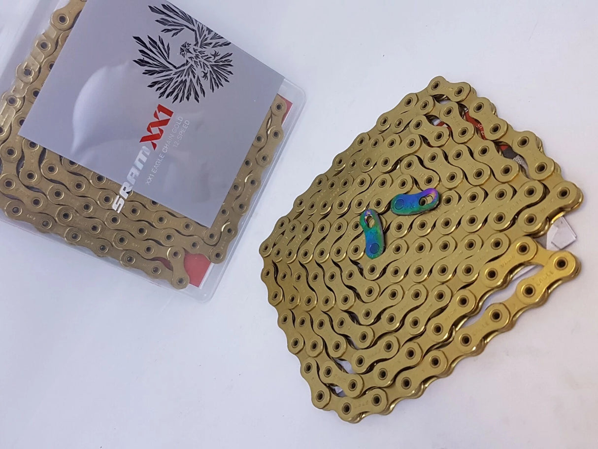 SRAM Eagle XX1 12 speed Chain Hollow Pin 126 Links - Gold Rainbow Black Copper