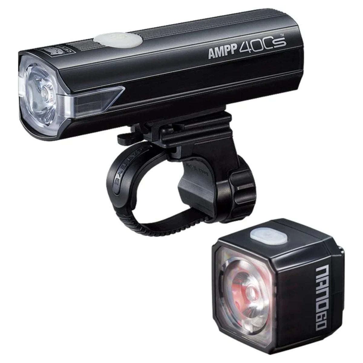 Cateye AMPP 400S & Nano 60 New Front & Rear Bike Light Set Commuter Road Gravel