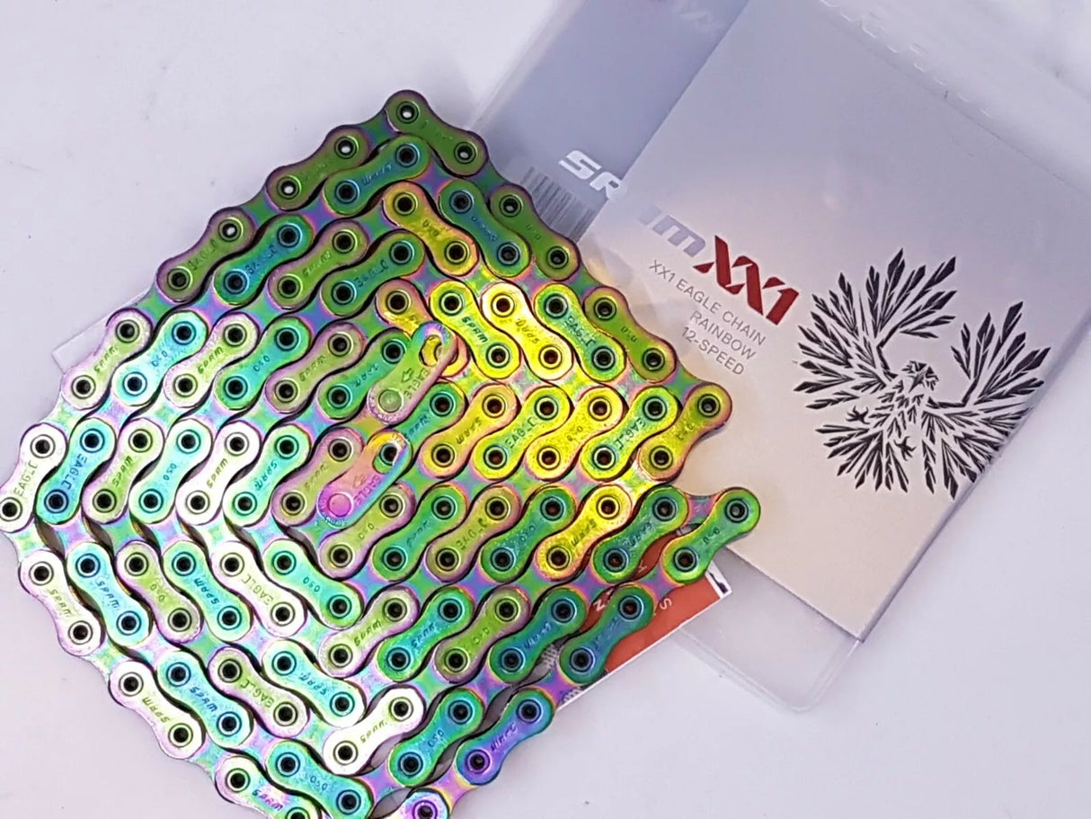 SRAM Eagle XX1 12 speed Chain Hollow Pin 126 Links - Gold Rainbow Black Copper