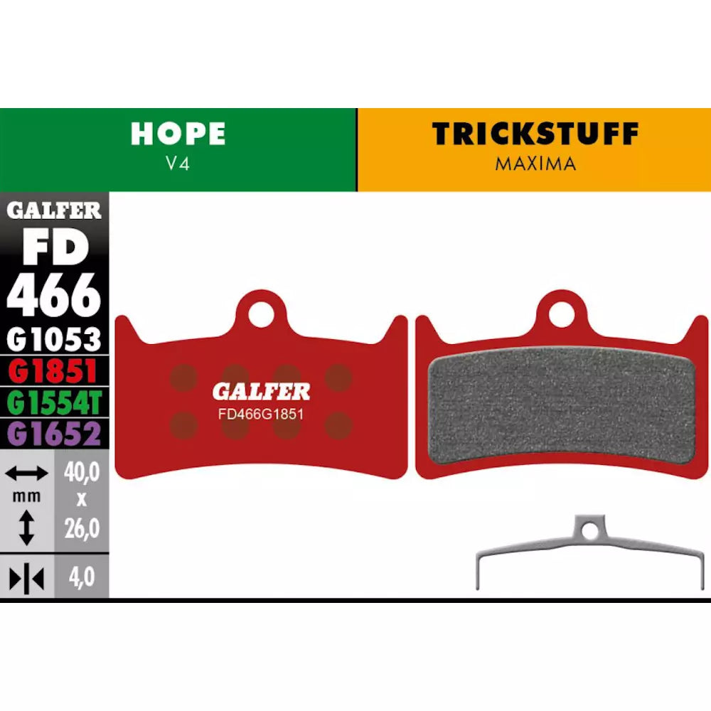 Galfer Disc Brake Pads for Hope V4 - FD466 G1851 - Advanced Red