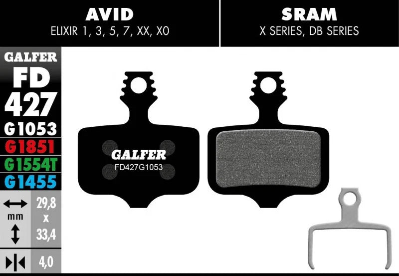 Galfer Disc Brake Pads for SRAM Avid - FD427 G1053 - Performance Black