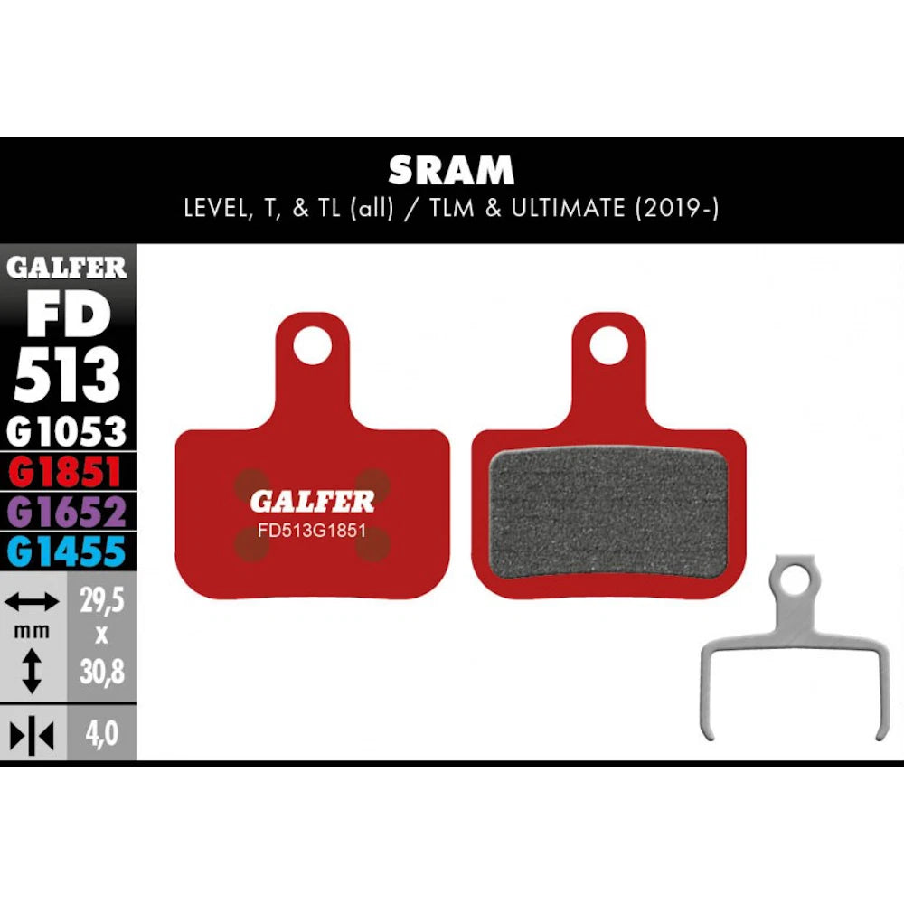 Galfer Disc Brake Pads For SRAM Level - FD513 G1851 - Advanced Red