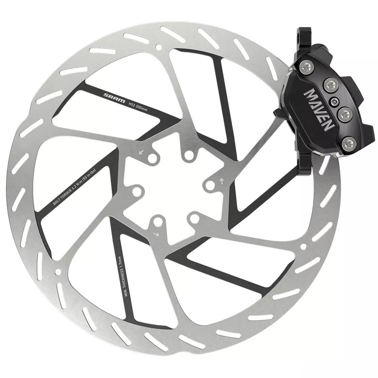SRAM Maven Silver Stealth 4 Piston Hydraulic Disc Brake - MTB Rear Left