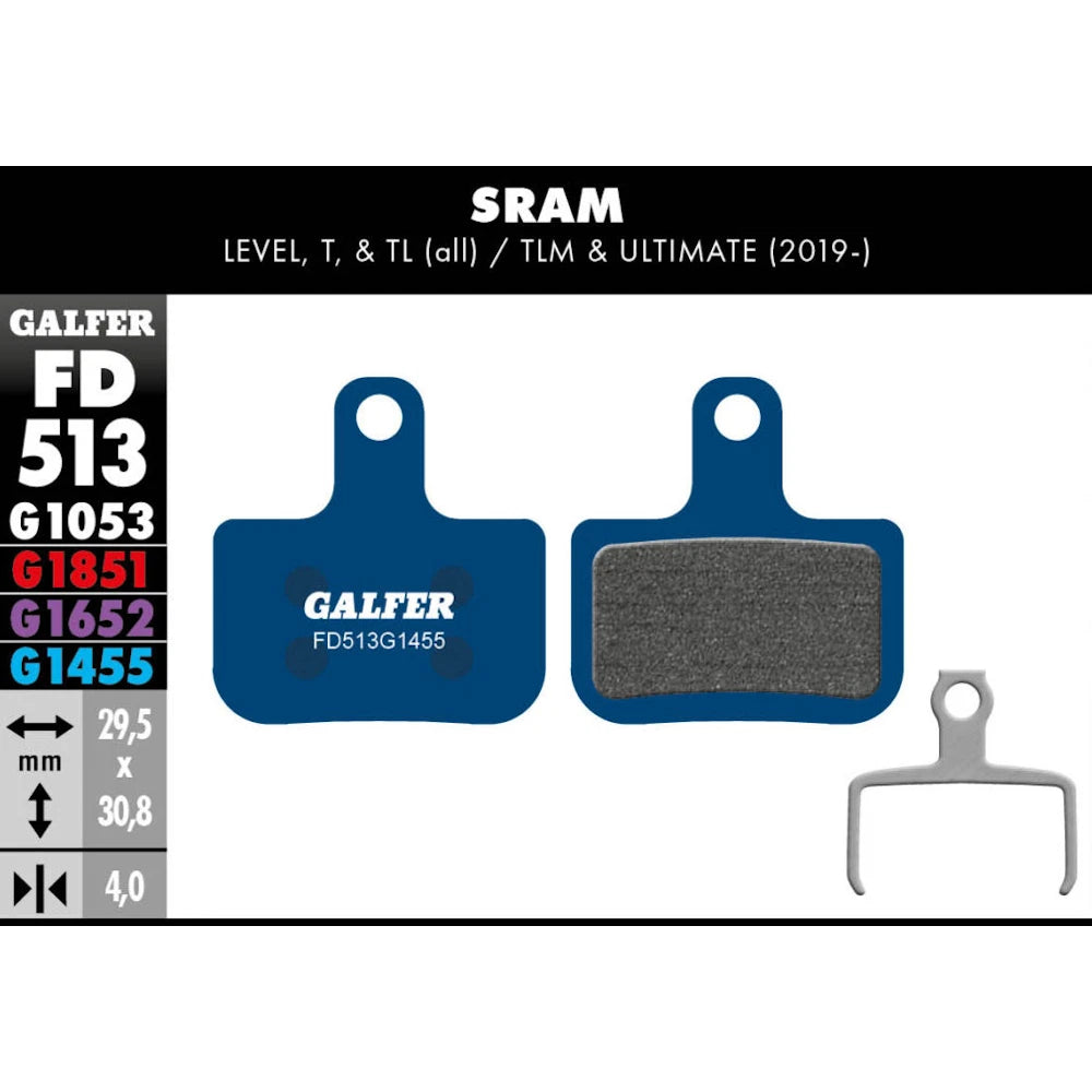 Galfer Disc Brake Pads For SRAM Level - FD513 G1455 - Road Gravel Blue