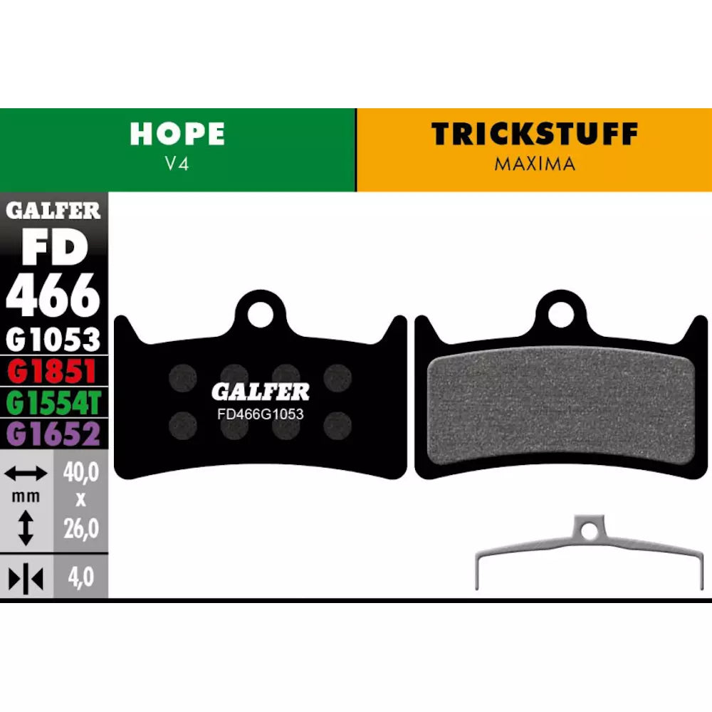 Galfer Disc Brake Pads for Hope V4 MTB - FD466 G1053 Performance Black