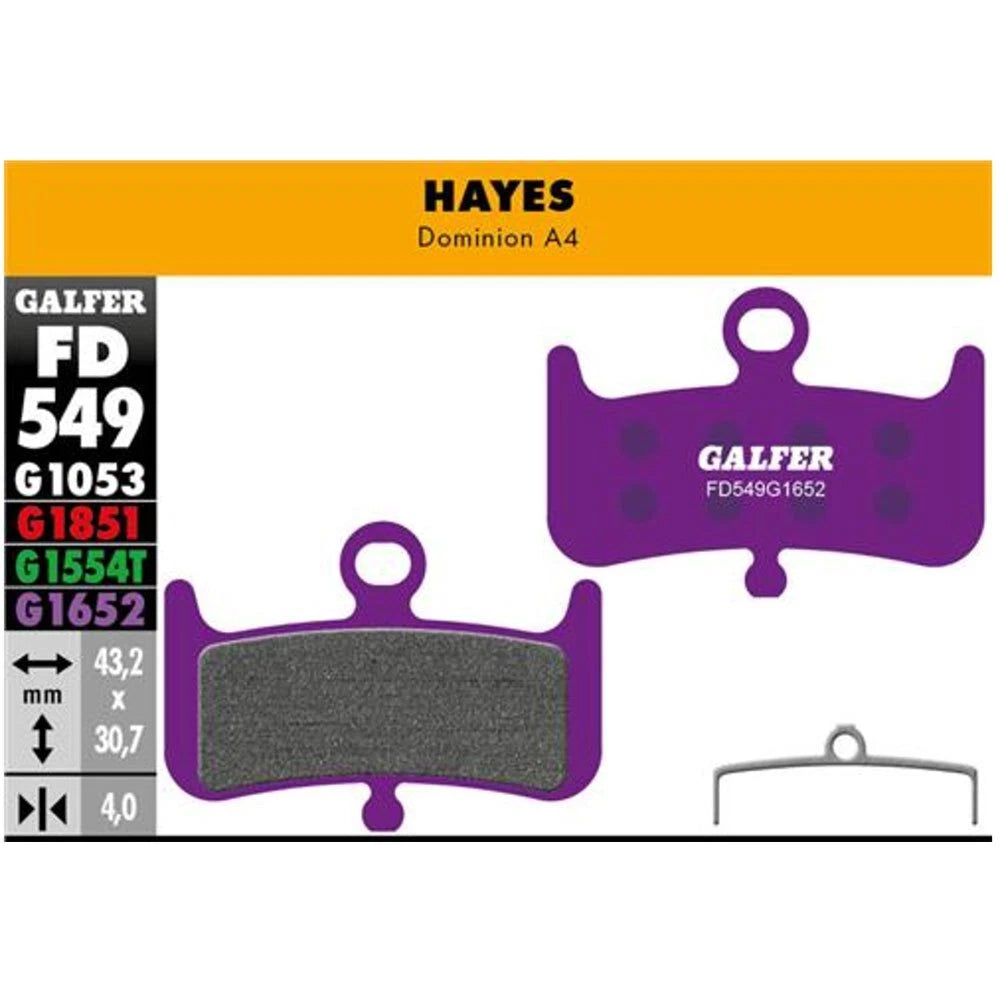 Galfer Disc Brake Pads For Hayes Dominion A4 - FD549 G1652 - eBike Purple