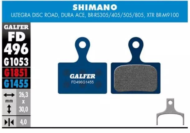 Galfer Disk Brake Pads For Shimano Ultegra 105 FD496 G1455 - Road Gravel Blue