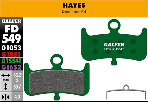 Plaquettes de frein à disque Galfer pour Hayes Dominion A4 Pro – FD549 G1554T Pro Vert