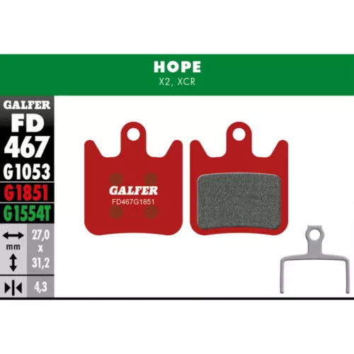 Galfer Disc Brake Pads For Hope X2 - FD467 G1851 - Advanced Red