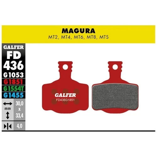 Galfer Brake Pads For Magura MT2 MT4 MT6 MT8 MTS FD436 G1851 - Advanced Red