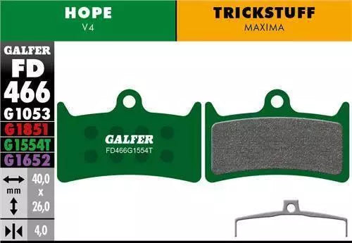 Galfer Disc Brake Pads for Hope V4 - FD466 G1554T Pro Green