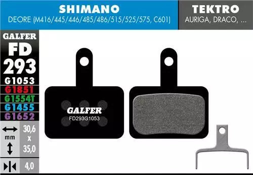 Galfer Disc Brake Pads for Shimano Deore Tektro TRP - FD293 G1554T - Performance Black