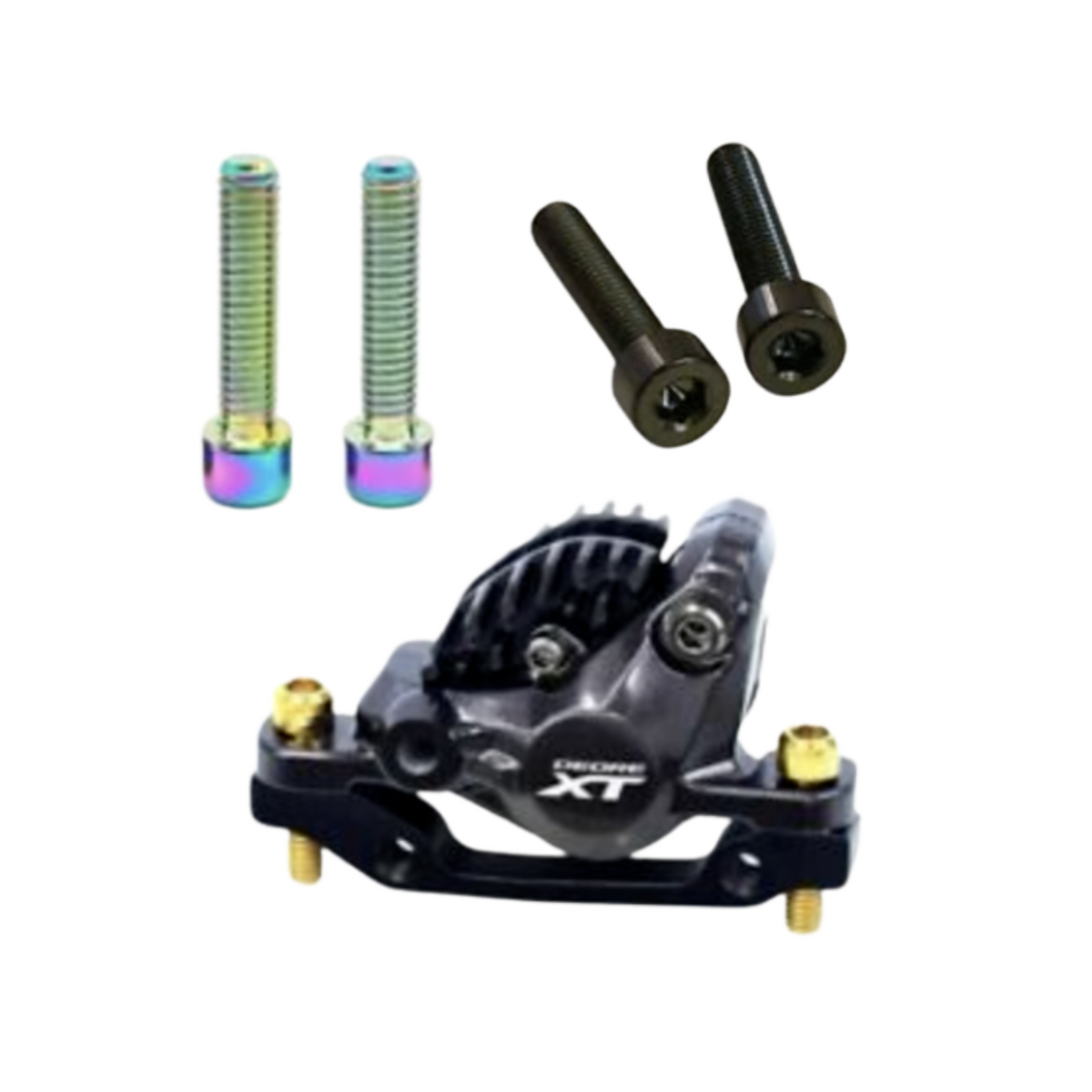 Titanium TBS Brake Caliper Bolts. SRAM AVID Shimano. Rainbow Oil Slick. 2 Pack