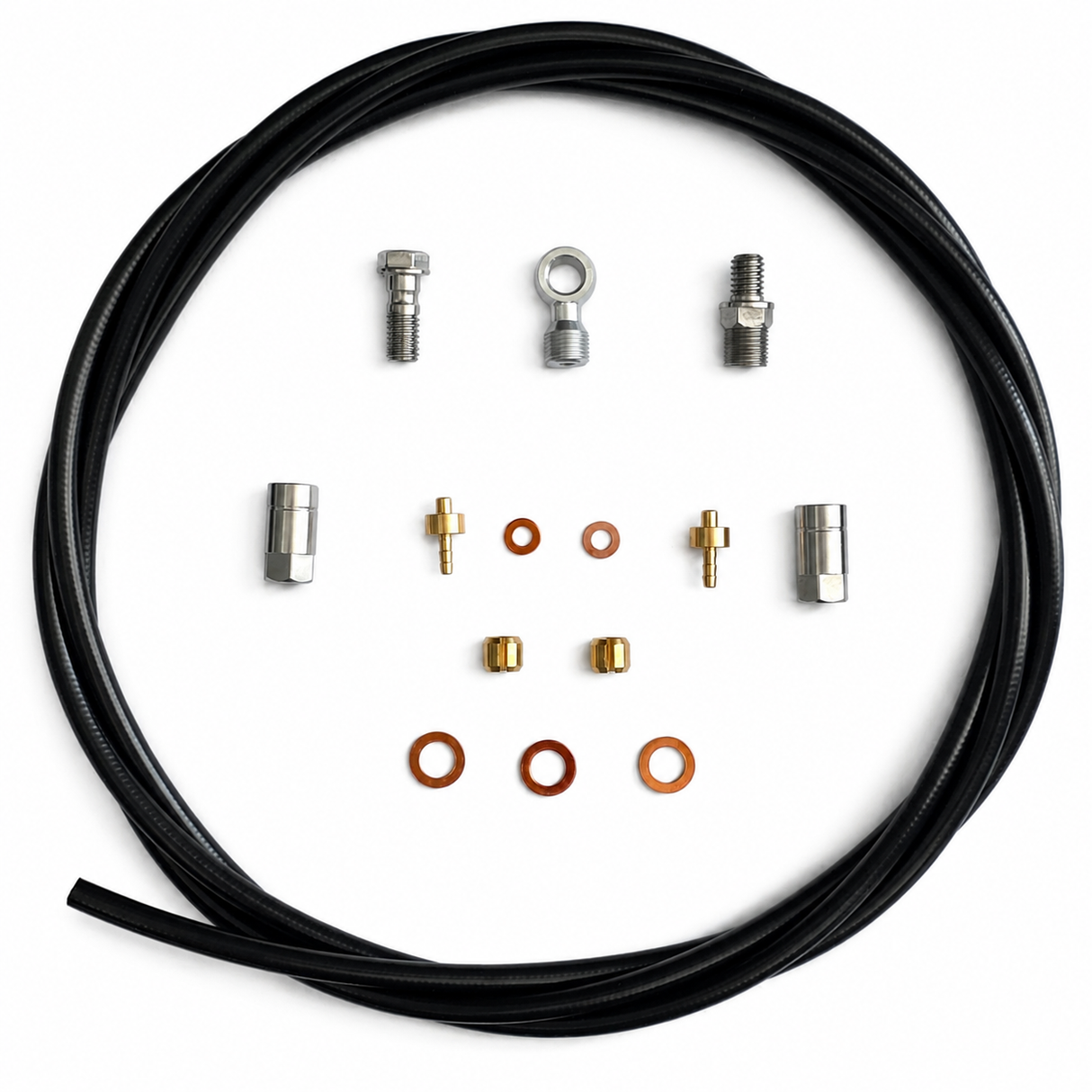 Kits de tuyaux noirs Hope 5 mm. Tuyau ou flexible avec raccords droits et à 90°.
