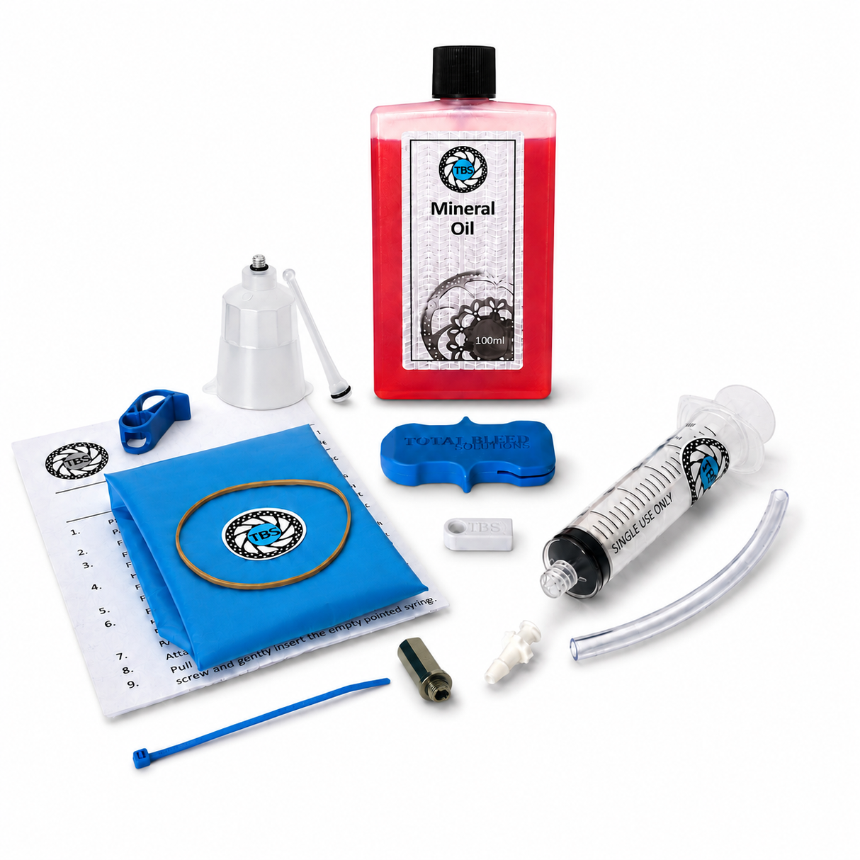 Kit de purge TBS FUNNEL pour Shimano Road/Gravel avec 100 ml d'huile minérale en option