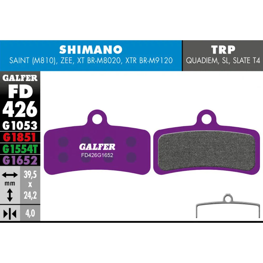 Galfer MTB Competition Brake Pads Shimano Saint TRP Sur Ron G1652 FD426