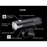 Cateye AMPP 1300 Front Bike Light - High Power 1300 Lumen LED With OptiCube Lens