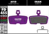 Galfer Brake Pads SRAM Code R, RSC, Guide RE, DB8 FD455 G1652 Ebike Purple