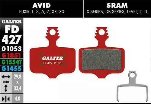 Galfer Disc Brake Pads for SRAM Avid - FD427 G1851 - Advanced Red