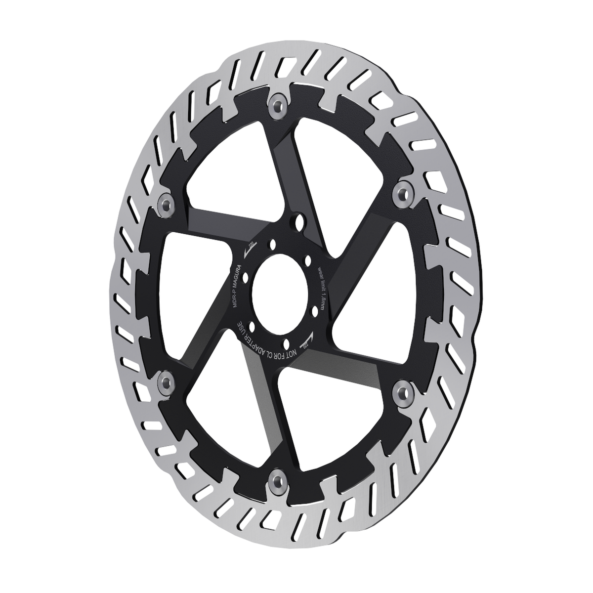 Magura MDR-P 180mm Disc Brake Rotor - 6-Bolt, Silver/Black - For Cargo & EBikes