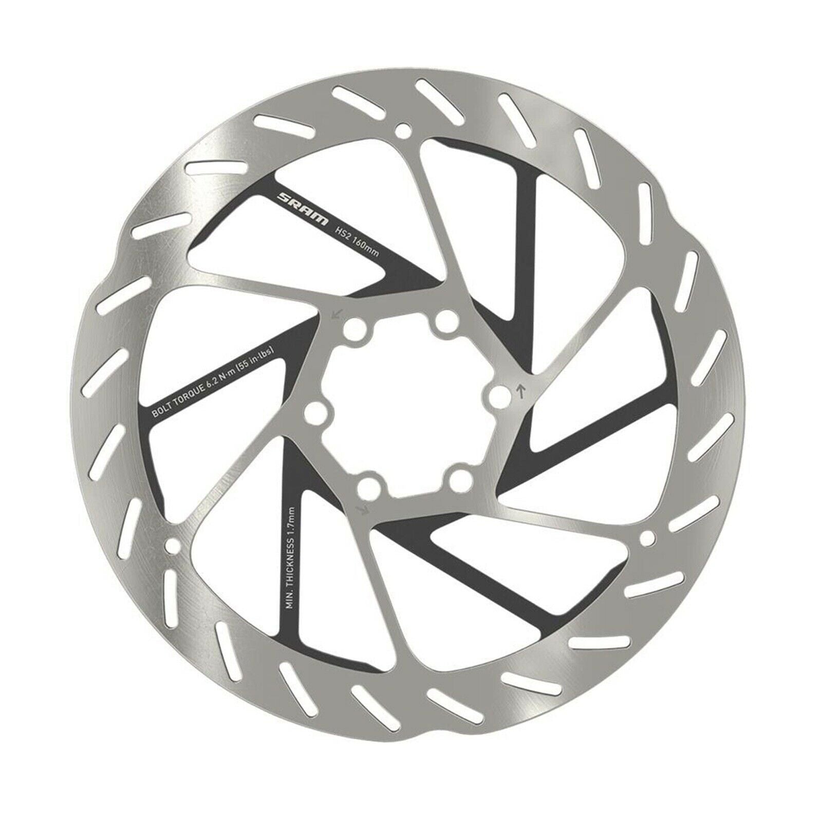 SRAM Rotor HS2 6 Bolt Includes Steel Rotor Bolts Rounded 160mm 18 Total Bleed Solutions