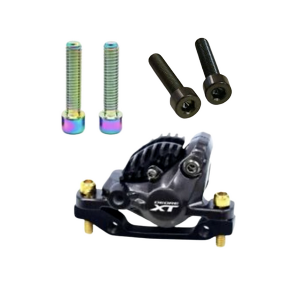 Titanium TBS Brake Calliper Bolts. SRAM AVID Shimano. Rainbow Oil Slick or Black. 2 Pack. TB3-16, TB3-18, TB3-20, TB3-25